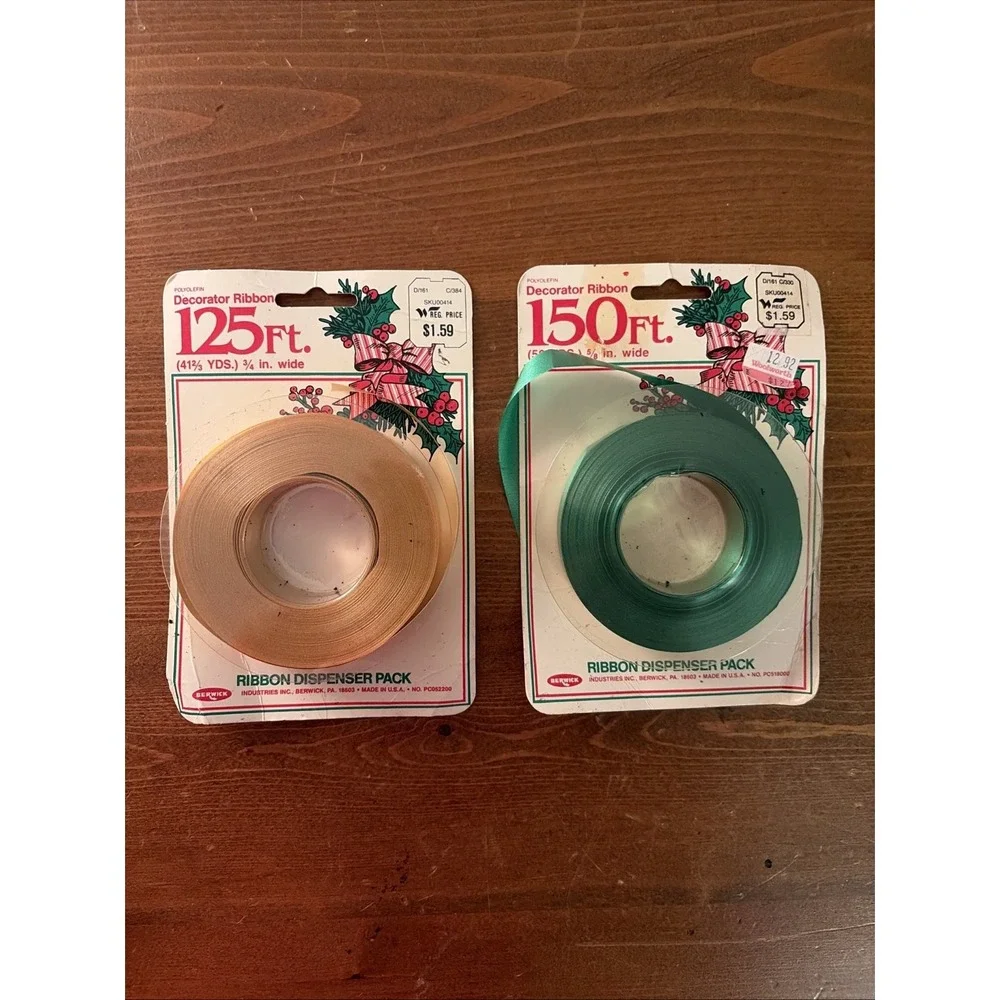 VINTAGE BERWICK DECORATOR RIBBON DISPENSER PACK Green‎ & Gold